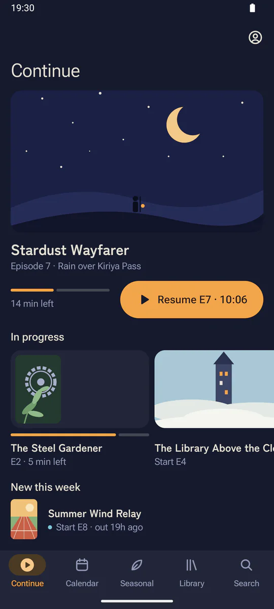 The Android app on Continue