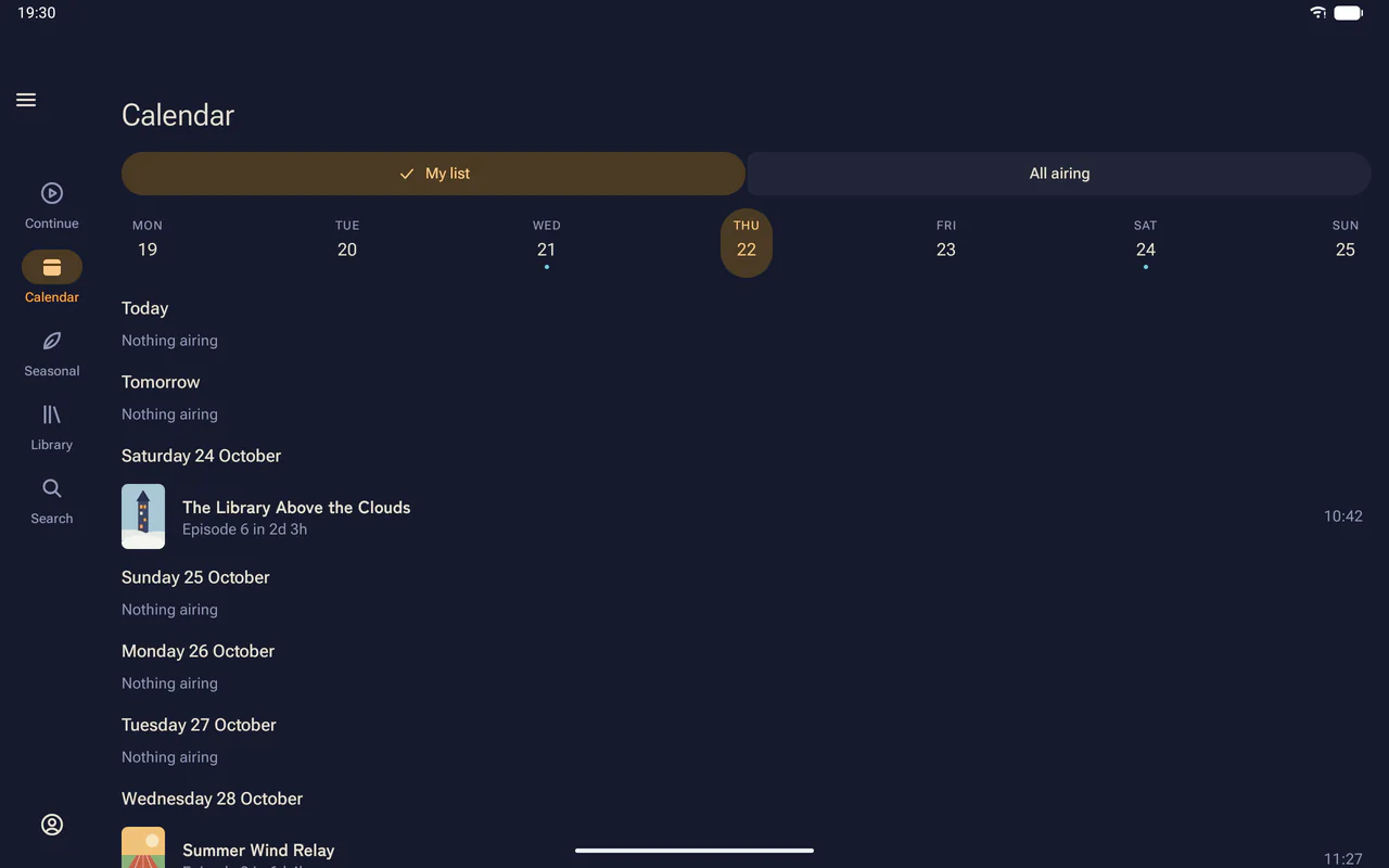 The Android app’s calendar on a tablet